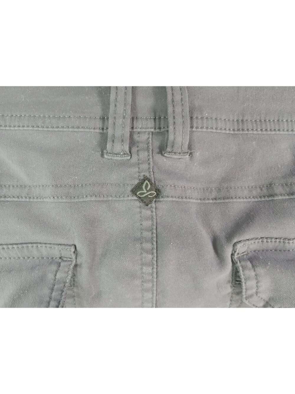 Prana Womens Gray Outdoor Hiking Shorts Size 12 Zip Pocket Back Button Flap - Picture 4 of 12